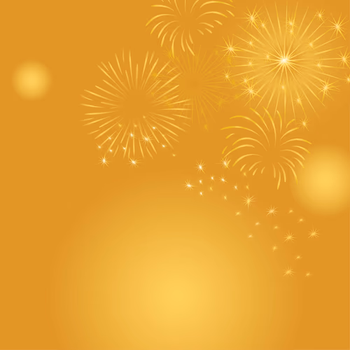 Gold Colored Holiday Fireworks Background Vector Illustration