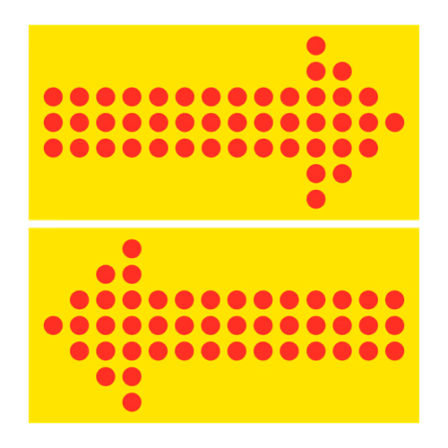 Yellow background with dotted arrow symbol