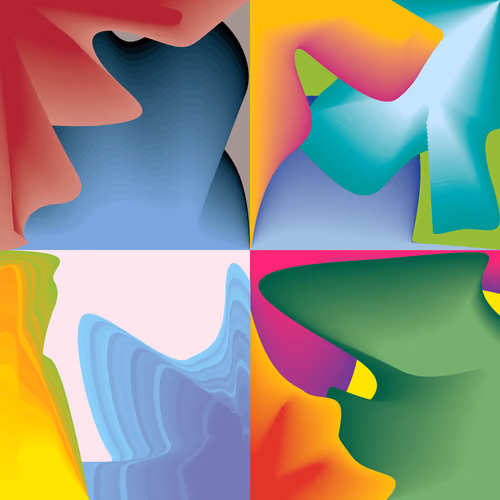 Abstract Minimal Poster Set wave with Vibrant Gradient Flowing Shapes