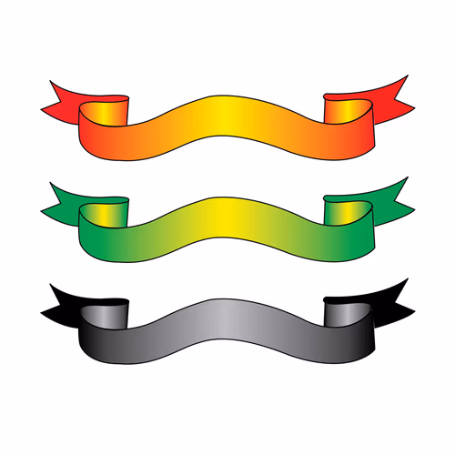 Red, gold, Green and silver ribbon banner vector illustration