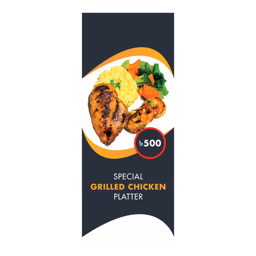 Special Grilled Chicken Platter Price Stand Banner Vector Design