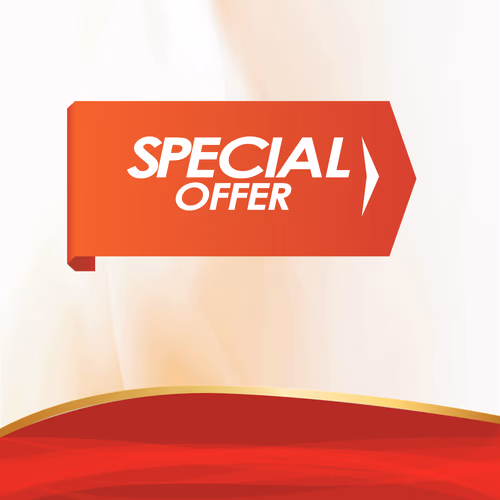 Special Offer Arrow with Red and White Abstract Background