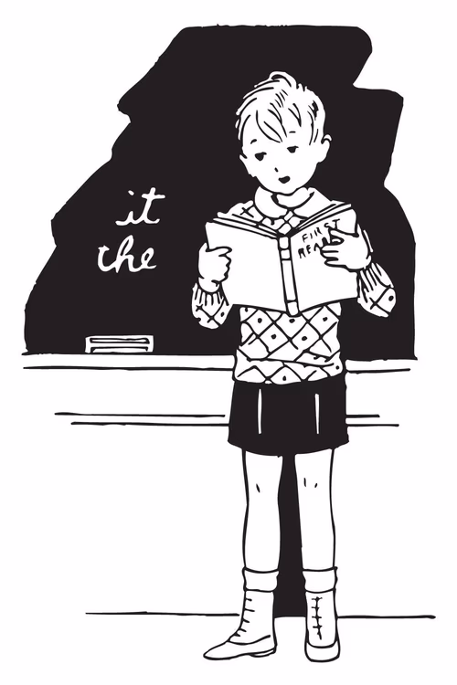 Youthful boy with a monochrome book: Avatar cartoon character vector