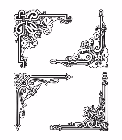 Floral corner and border frame flourish decorations: Vector set