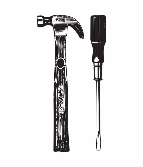 Hammer and screwdriver vector clipart: Free illustration download
