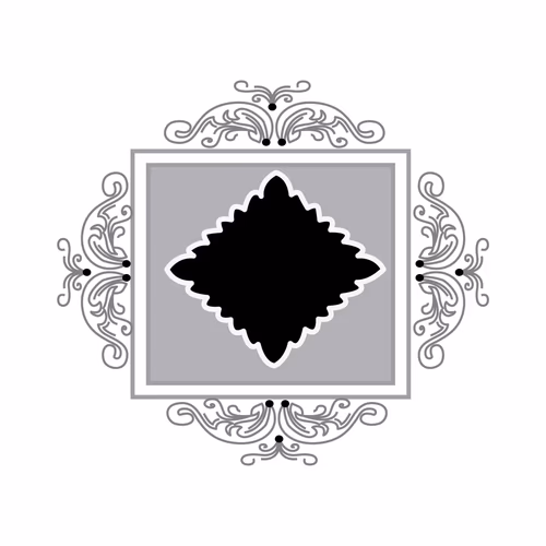 Minimalist Square Floral Frame Border with Stencil Design