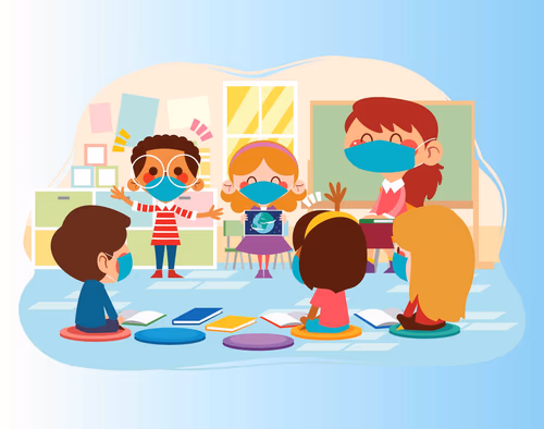 Student Activity in The Classroom with Safety Protocol