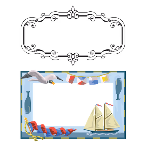 Nautical Theme Baby Shower Invitation Template Playful Frame Nautical Clip Art