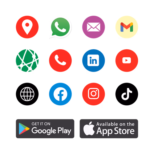 Very Important Social and Contact Icon Set with Google Apple Store Vector