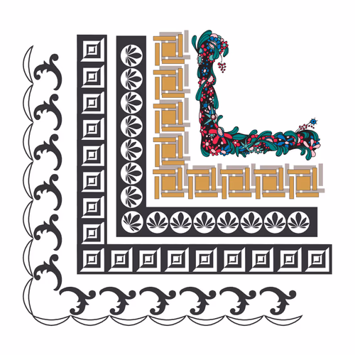 Antique decorative wedding frame: Museum picture border