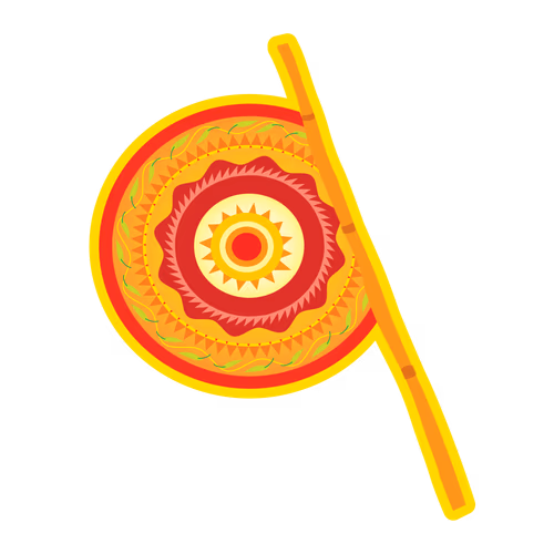 Cane Handprinted Hatpakha hand fan Vector Illustration