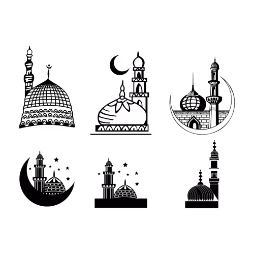 Collection of Muslim Mosques and Minarets Vector Design