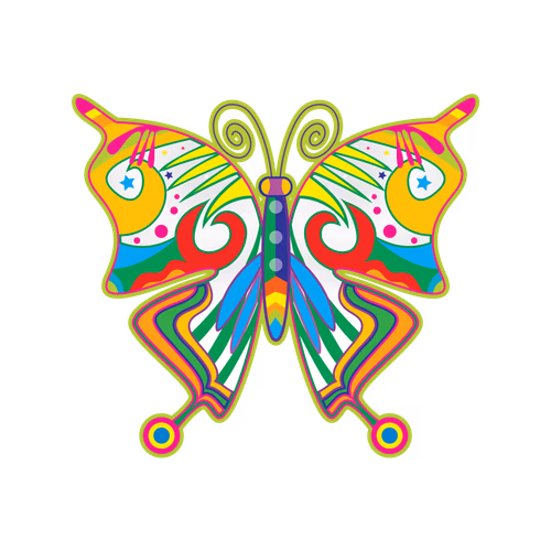 Colorful Cultural Butterfly Vector Illustration