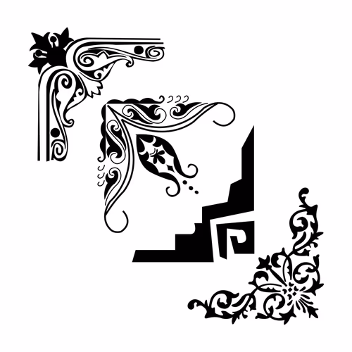 Corner Decoration Collection   Black & White Background Vector Design