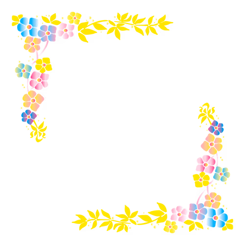 Flower and leaf colorful corner border vector design