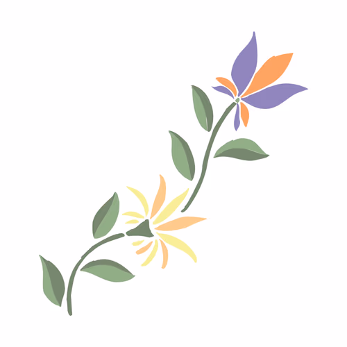 Flowers and Leaves Vector Graphic Design