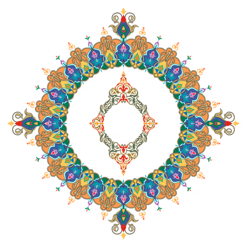 Frame decoration with floral ornament, classic ornament Arabic circle vector