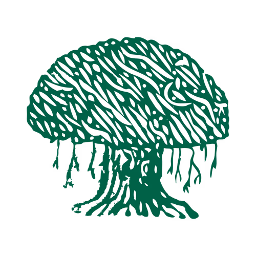 Green Banyan Tree Artistic Vector Illustration