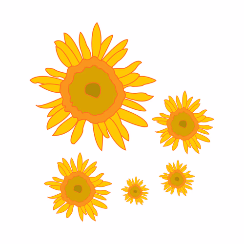 Isolated Sunflowers Vector Illustration