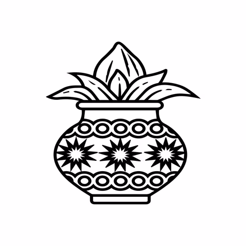 Kumbh kalash illustration Symbol Vector black and white