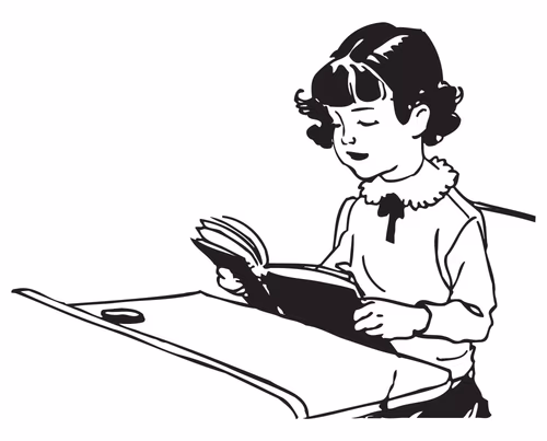 Lovely infant girl engrossed in book, hand-drawn sketch with pop art flair