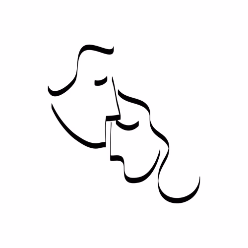 Minimalist One Line Art Abstract Man and Woman Faces About to Kiss