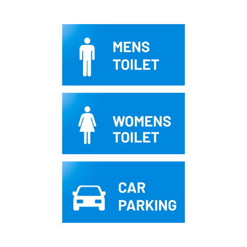 Name Plate Design for Mens Toilet, Womens Toilet and Car Parking Vector