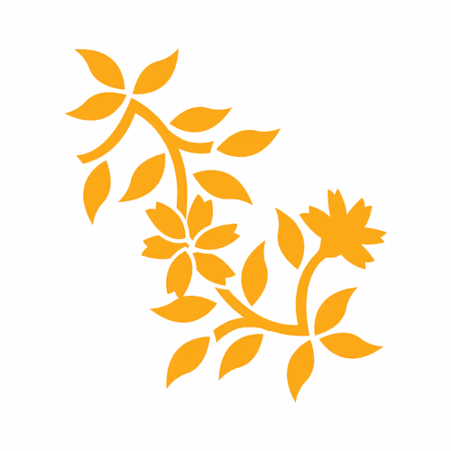 Orange Autumn Leaves Silhouette Flat Vector Illustration