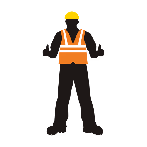 Safety Gear Construction Supervisor Silhouette Worker Giving Instructions Position Illustration