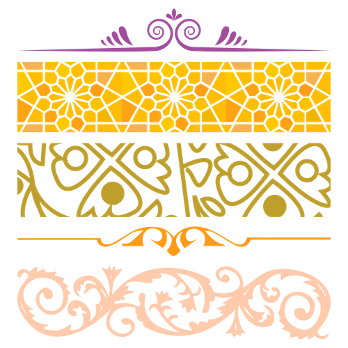 Set of Golden ornamental border design vector illustration