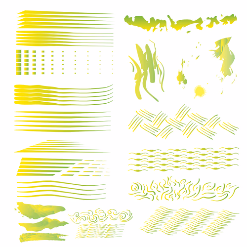 Set Various Hand Drawn Sketchy Neon Highlighters Underlines Scribbles Dividers Waves Squiggles Vector Illustration