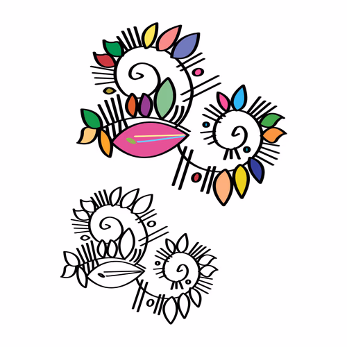 Traditional Alpona Ornaments Vector Illustration