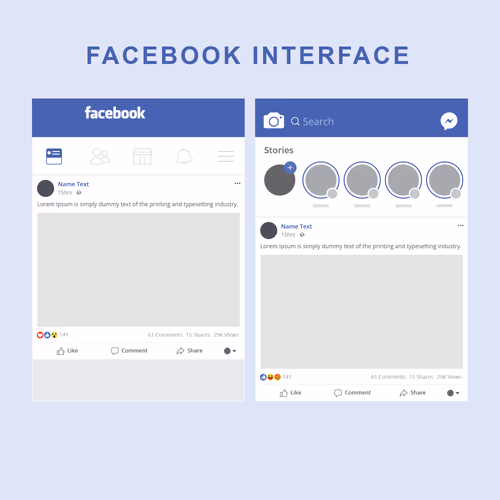 Facebook App Interface with Logo Vector Design