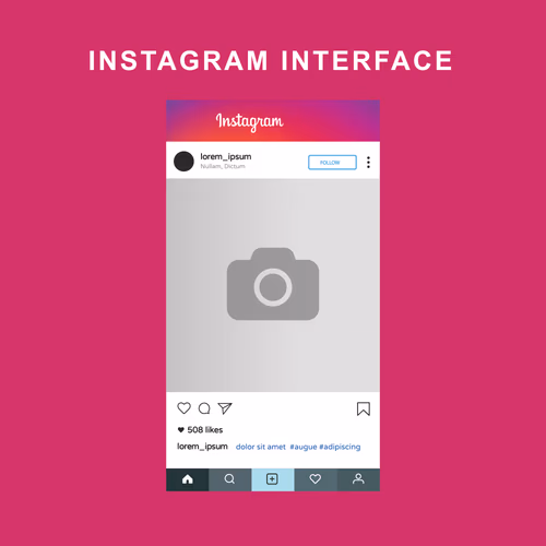 Instagram App Interface with Logo Vector Design