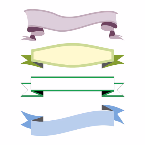 Set of Narrow Colored Ribbons and Banners Creative Logo Templates