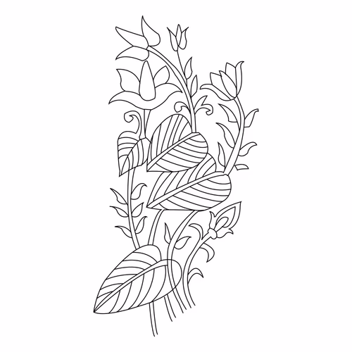 Coloring Book with Cherry Blossoms and Butterflies on a White Background Vector Graphic