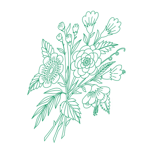 Flower designs for cloth bands, bouquet tattoos vector
