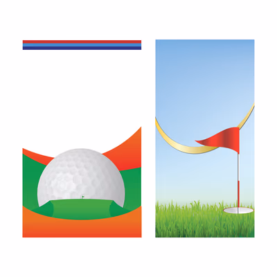 Background Green Golf Sport Ball Red Flag Club Frame Ribbon Vector