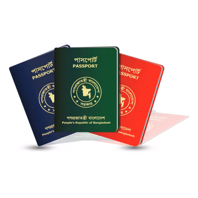 Bangladesh Passport Book Design Blue, Green, Red Vector Illustration