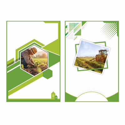 Collection of templates for agricultural brochures with combine harvester fields farm, Banner, Poster vector