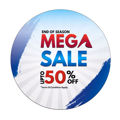 End of Season Mega Sale Up To 50% Off Round Shape Vector Art