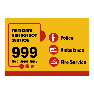National Emergency Service Police Ambulance Fire Service Call 999 No Charges Apply Design Vector