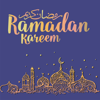 Ramadan Kareem with Vintage Masjid and Minar Background Vector