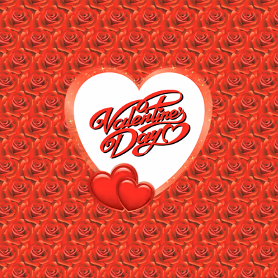 Valentines Day text and love rose background vector